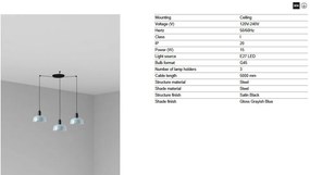 Lustra cu 3 pendule metal TATAWIN S blue