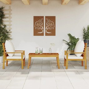 3211807 vidaXL Set mobilier de grădină cu perne, 3 piese, lemn masiv acacia