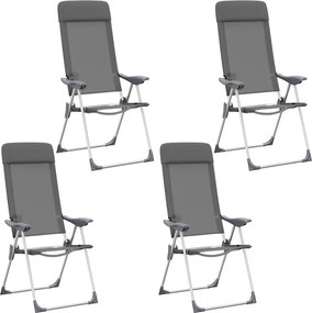 vidaXL Scaune de camping pliante, 4 buc., gri, aluminiu