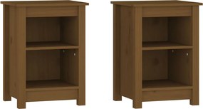 vidaXL Noptiere, 2 buc, maro miere, 40x35x55 cm, lemn masiv de pin