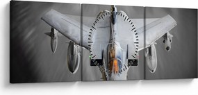 Tablou - Avion de vânătoare (cu ceas) (90x30 cm)