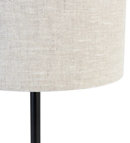 Lampa de masa moderna neagra cu abajur boucle gri deschis 35 cm - Simplo