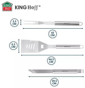 Set 3 ustensile pentru gratar, inox, Kinghoff KH1919