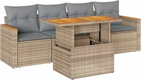 vidaXL Set canapele de grădină cu perne 5 piese bej poliratan/acacia