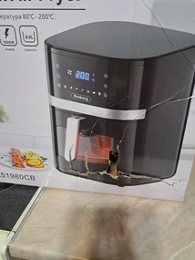 La mâna a doua: Friteuza cu aer cald AirFryer Rosberg R51980CB, 1800W, 8 L, 7 programe, Timer, Negru