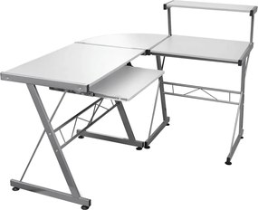 vidaXL Birou de computer colțar, alb, 132x112x99 cm, lemn prelucrat