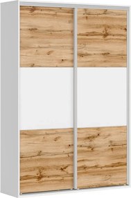 Dulap FLEX, alb/stejar wotan, PAL, cu 2 usi, 150x45x218 cm