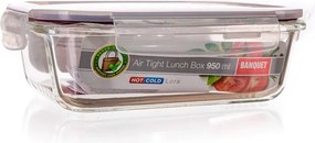BANQUET Recipient depozitare din sticlă cu capac LORA, bordo 950 ml
