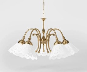 Candelabru 5 brate din alama si abajur ceramic Zefira