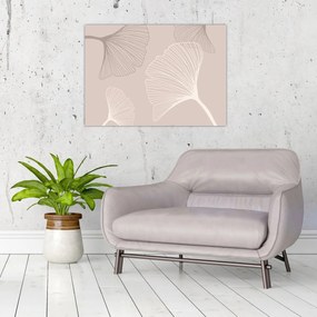 Tablou pe sticlă - Frunze bej N⁰6 (70x50 cm)