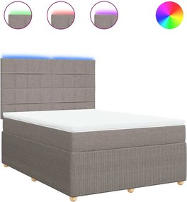 vidaXL Pat box spring cu saltea, gri taupe, 160x200 cm material textil