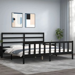 3191925 vidaXL Cadru de pat cu tăblie, negru, 180x200 cm, lemn masiv