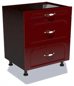 Corp inferior 80 cu 3 sertare metalice pentru greutate Zebra MDF tulip rosu