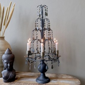 Suport pentru lumânări din metal, cu ornamente, aspect antichizat