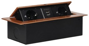 Priza incastrabila dreptunghiulara, 2 prize scuko + 2 USB 5V 2.1A, fara cablu, auriu, Orno