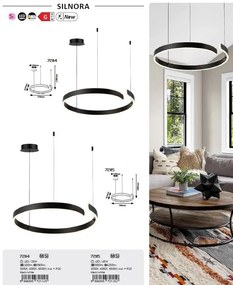 Lustra LED suspendata stil circular Silnora 57cm