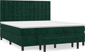 vidaXL Pat box spring cu saltea, verde închis, 180x200 cm, catifea