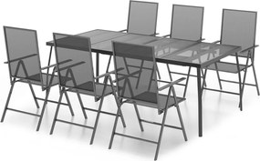 vidaXL Set de masă pentru grădină, 7 piese, antracit, oțel