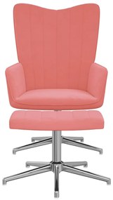 327736 vidaXL Scaun de relaxare cu taburet, roz, catifea