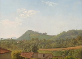Tablou pe sticlă - Simon Denis,  View Near Naples, reproducere (70x50 cm)