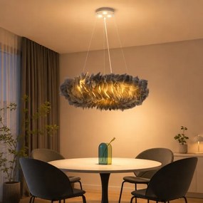 Brilagi - Candelabru LED suspendat pe cablu FEATHER 3xE27/40W/230V + 3xLED/3W Ø 50 cm, gri