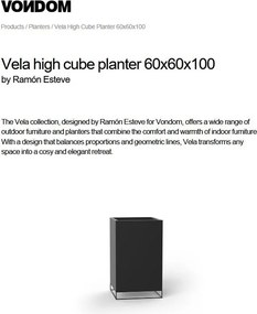 Ghiveci plante, flori design decorativ modern pentru amenajari interioare si exterioare, VELA HIGH CUBE 54036R Vondom