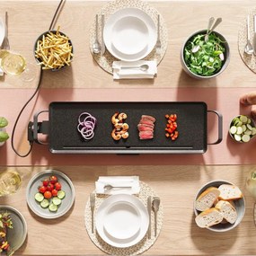 Grătar teppanyaki Swiss Haus Basel Premium SH-TP70, 1800 W, 70 × 23 cm, acoperire ceramică, termostat, tavă pentru grăsime, fără BPA și PFAS, negru