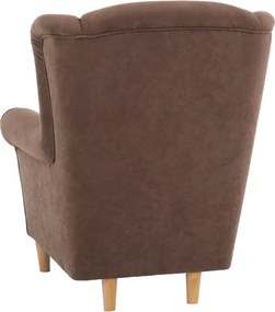 Fotoliu cu taburet, material maro, ASTRID