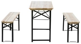 Outsunny Set de Bere 1 Masa 120x50cm 2 Banci 120x25cm din Lemn de Brad