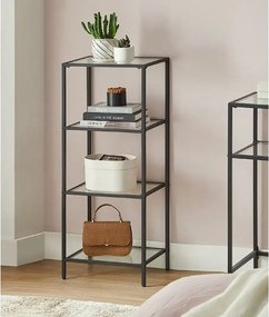 Biblioteca din metal  si sticla,metal culare negru 95x40x30 cm