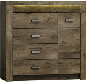 Comoda INDIANAPOLIS I17, frasin inchis, PAL laminat, cu 4 sertare, o u