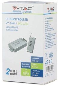 Controller banda LED RGB, 12-24V, 12A, V-TAC