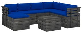 Set mobilier gradina din paleti cu perne, 8 piese, lemn de pin Albastru, 8