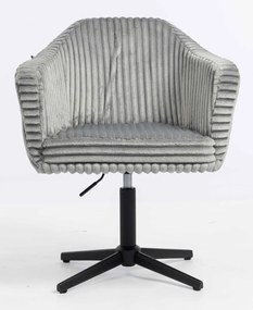 HR832CROSS Scaun Gri Teddy Cord cu Bază Neagră