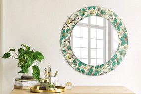 Oglinda cu decor rotunda Flori și păsări