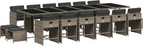 vidaXL Set mobilier de grădină cu perne, 17 piese, gri, poliratan