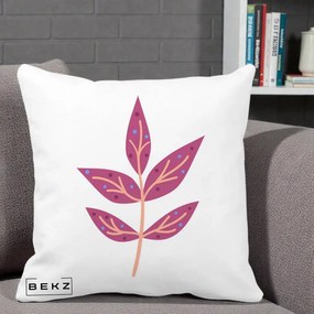 Perna Decorativa Ramura Botanica Mov, 40x40 cm, Alba Mata, Husa Detasabila, Perna Inclusa, BEKZ®