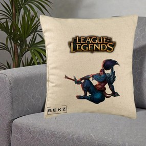 Perna Personalizata League of Legends Yasuo, 40x40 cm, Bej, Husa Detasabila, Perna Inclusa, BEKZ®