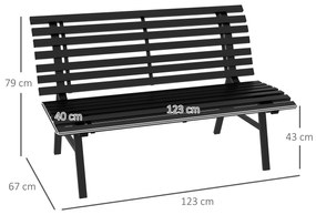 Outsunny Bancă pentru Grădină, Bancă de Exterior pentru Terasă cu Șezut și Spătar cu Lamele, 123x67x79 cm, Negru | Aosom Romania