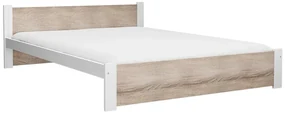 Pat dublu Culoare alb/stejar sonoma, IKAROS 180x200 cm Saltele: Cu saltele Coco Maxi 20 cm, Somiera pat: Cu lamele curbate