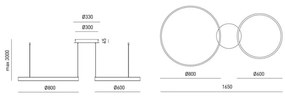 Lustra LED circulara cu 2 inele 80/60cm CRISEIDE, alb, negru sau auriu