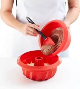 Set 2 forme de copt chec Lekue 1010162, Ø15 cm, 700 ml, -60°C/+220°C, Silicon platinat, Rosu