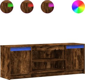 vidaXL Dulap TV cu LED, stejar fumuriu, 139,5x34x50 cm, lemn prelucrat