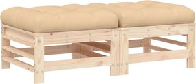 vidaXL Taburete de grădină cu perne, 2 buc., lemn masiv de pin