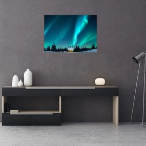 Tablou pe sticlă - Aurora Boreală (70x50 cm)