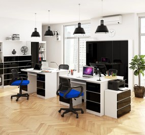 Masă PC Behati (Alb + Negru lucios). 1069630