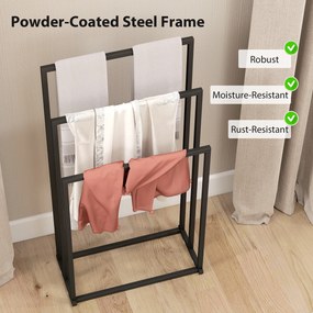 HOMCOM Suport pentru Prosoape de Podea cu 3 Brate Autoportant din Oțel, 45x21.5x85 cm | Aosom Romania