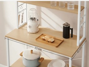 Raft de bucatarie LORANO 167x80 cm, alb / decor stejar