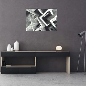 Tablou pe sticlă cu cuburi abstracte (70x50 cm)