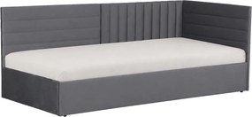 Pat cu somieră, 90x200, ţesătură gri Velvet, MEVIA